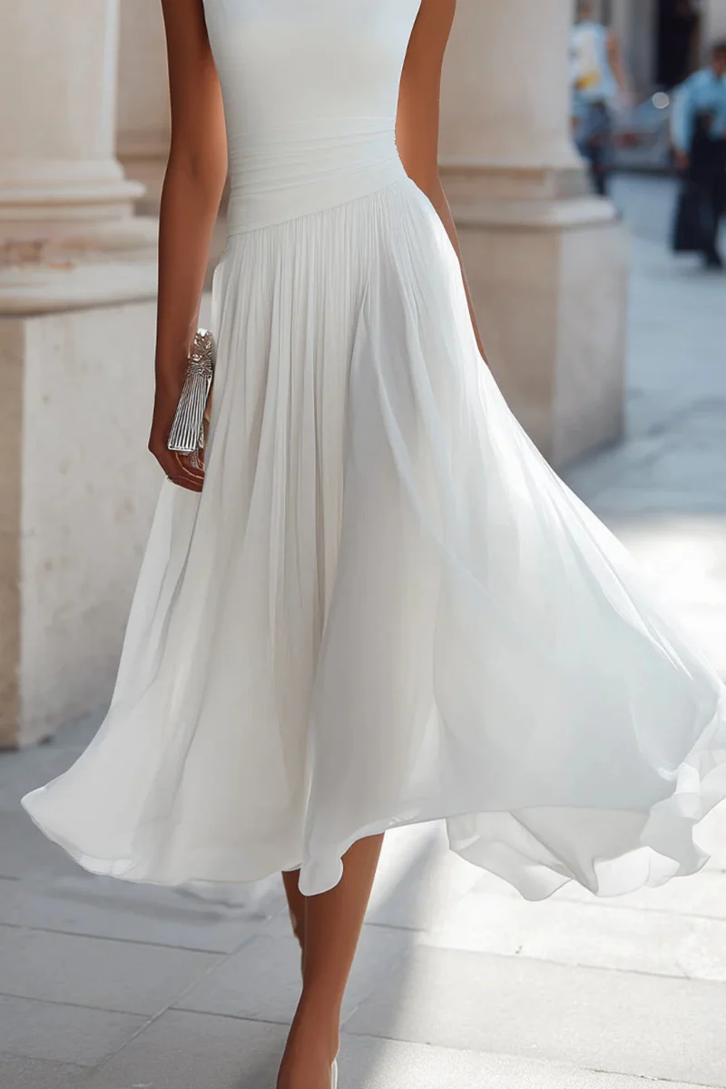 Gianna | Damen Elegantes Hochzeitsgast Kleid mit Boat Neck