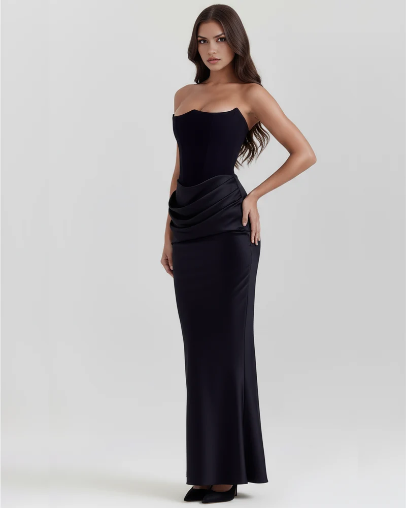 Michelle | Damen Glamouröses Satin Korsett Abendkleid