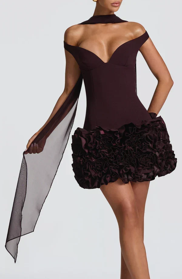 Valentina | Damen Gelber Leichter Stretch Mesh Kleid Schal