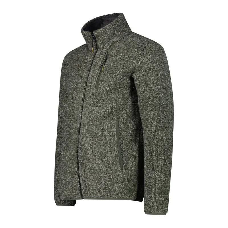 CMP Herren Melange-Fleece Fleecejacke 32M1827 oil green meliert