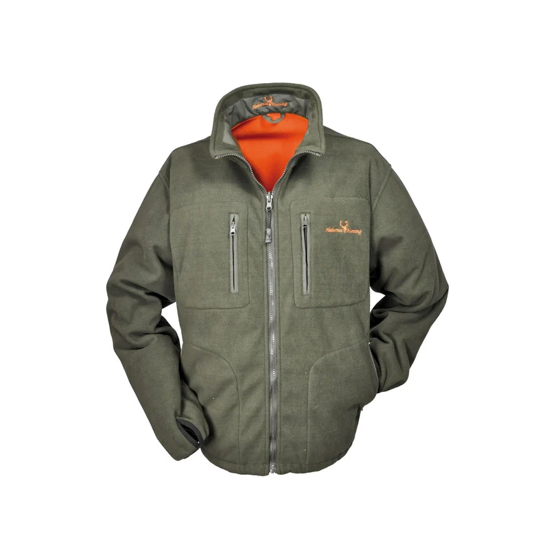 HUBERTUS Herren Warn-Wende-Fleecejacke WINDBLOCKER oliv/orange Jagdjacke