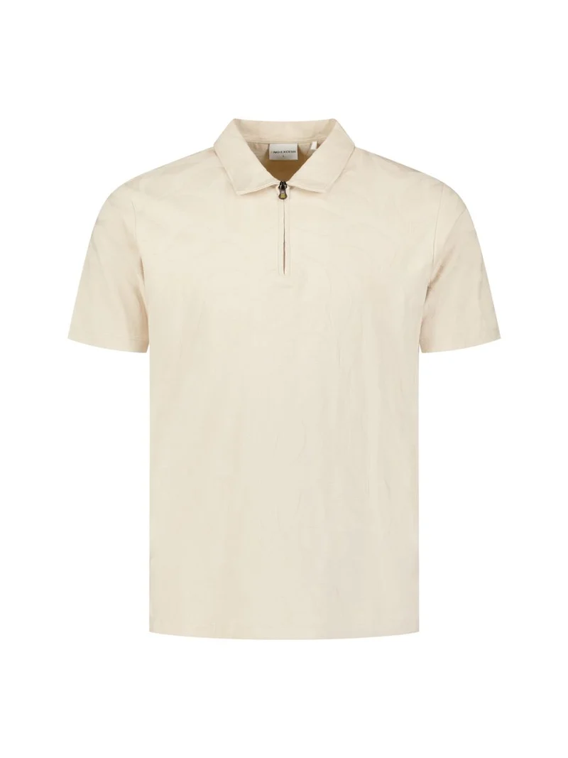 Polo Half Zip Short Sleeve Jacquard