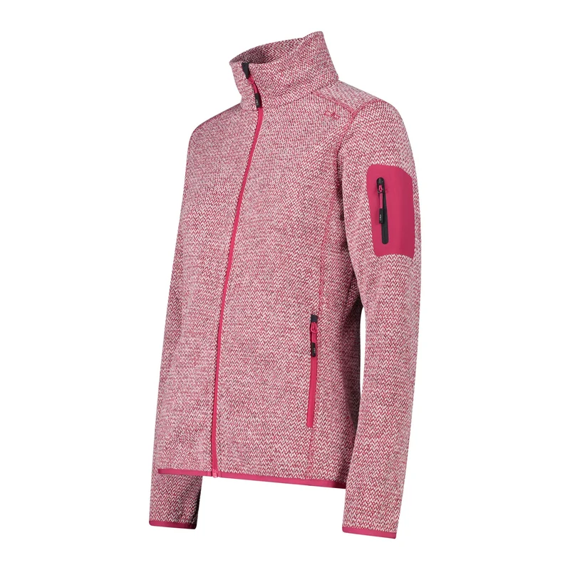 CMP Damen knitted melange Fleecejacke 3H14746 fucsia-bianco
