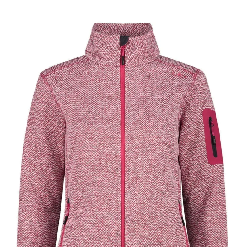 CMP Damen knitted melange Fleecejacke 3H14746 fucsia-bianco
