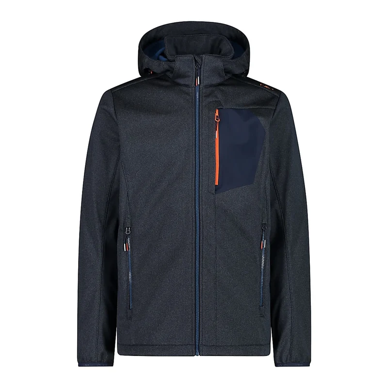 CMP Herren Zip Hood Melange Softshell Jacke 32A1737 black blue melange