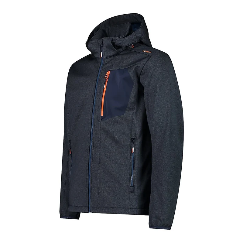 CMP Herren Zip Hood Melange Softshell Jacke 32A1737 black blue melange