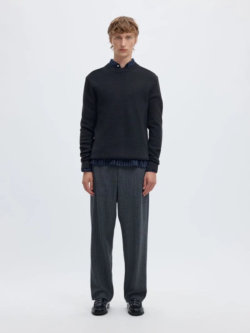 SLMDANE LS KNIT STRUCTURE CREW NECK