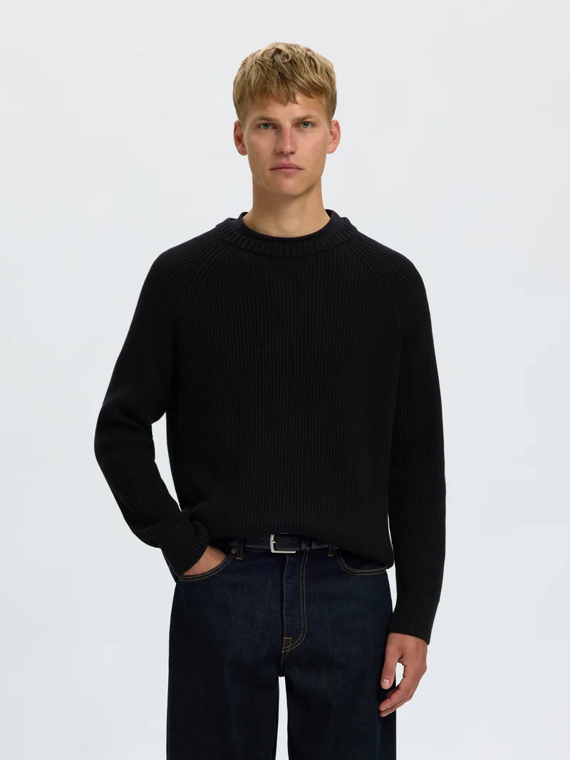 Relaxed Strickpullover mit Rippstruktur