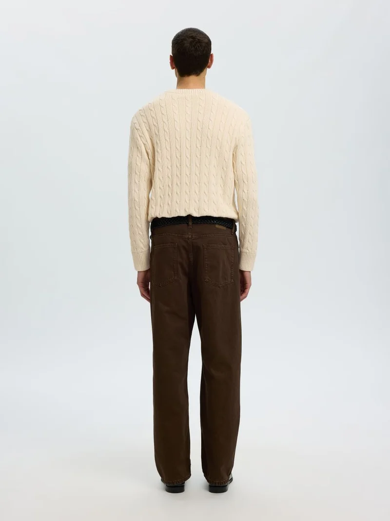 SLMBRAUN KNIT CABLE CREW NOOS