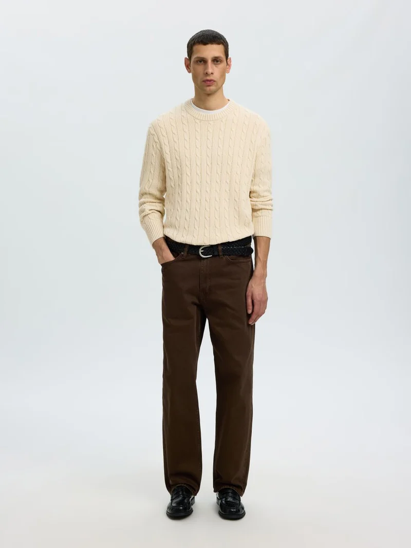 SLMBRAUN KNIT CABLE CREW NOOS