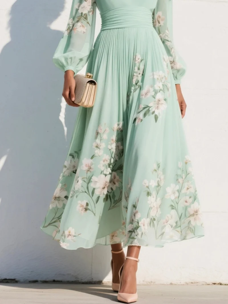 Victoria | Damen Hochzeitsgast-Kleid für Herbst im Midi-Chiffon-Stil