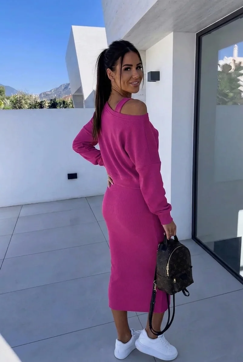Theresa | Damen Elegantes Kleid Sweatshirt Set