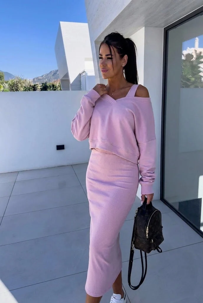 Theresa | Damen Elegantes Kleid Sweatshirt Set
