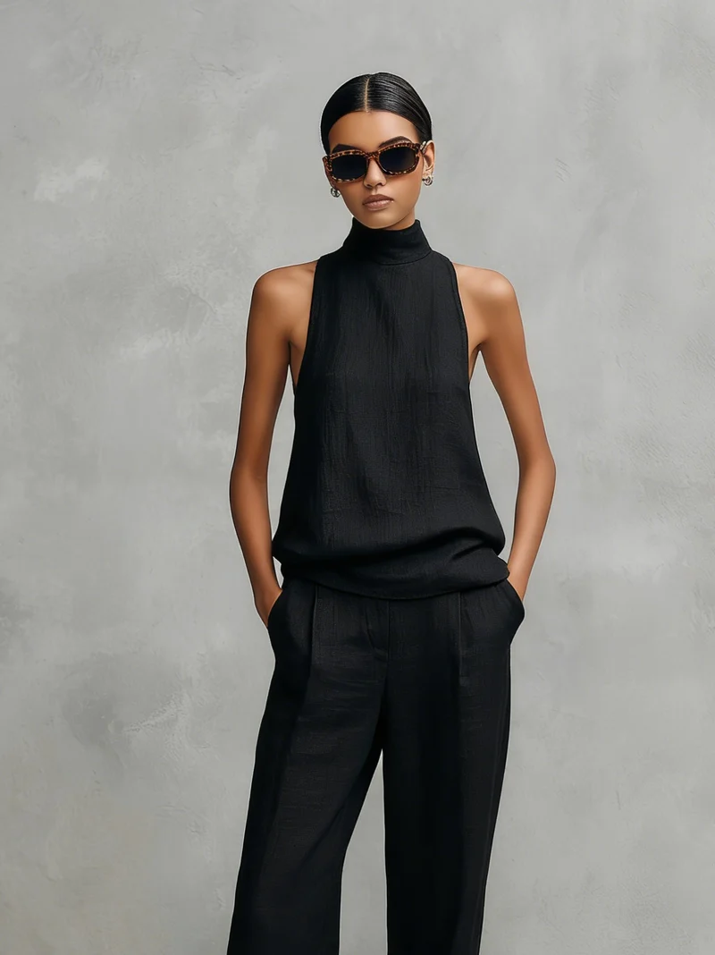 Elisa | Damen minimalistisches ärmelloses Set