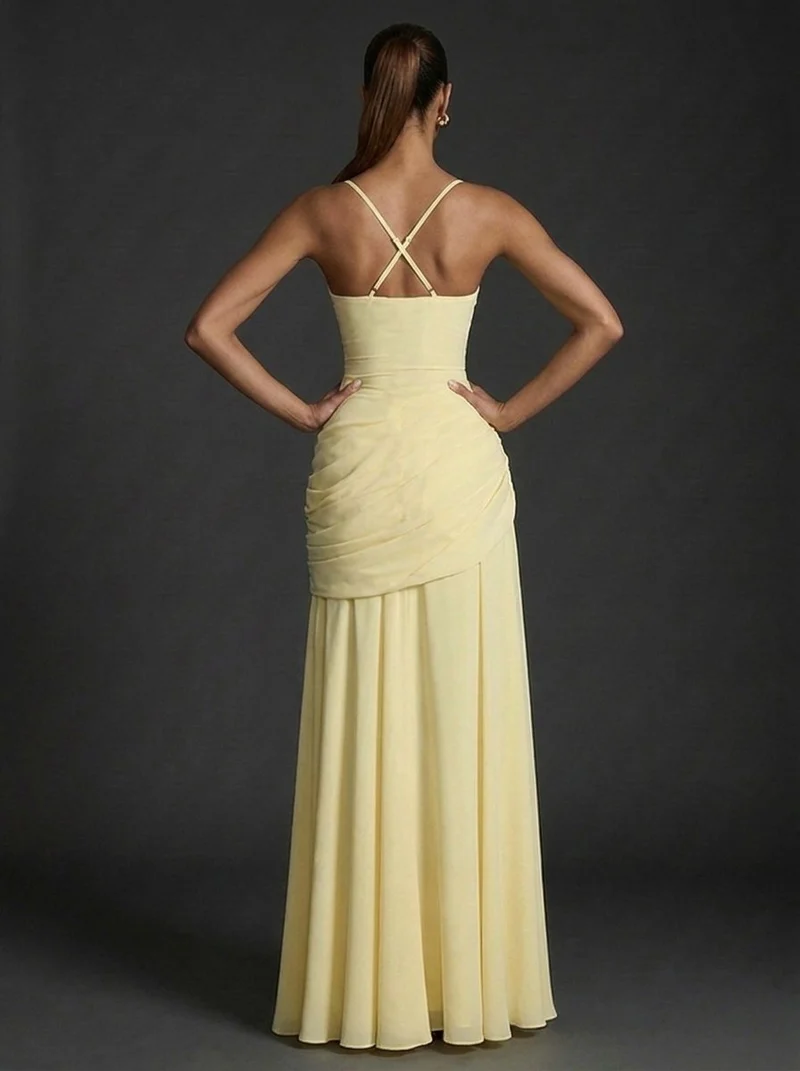Katharina | Elegantes Damen Maxikleid mit Raffungen