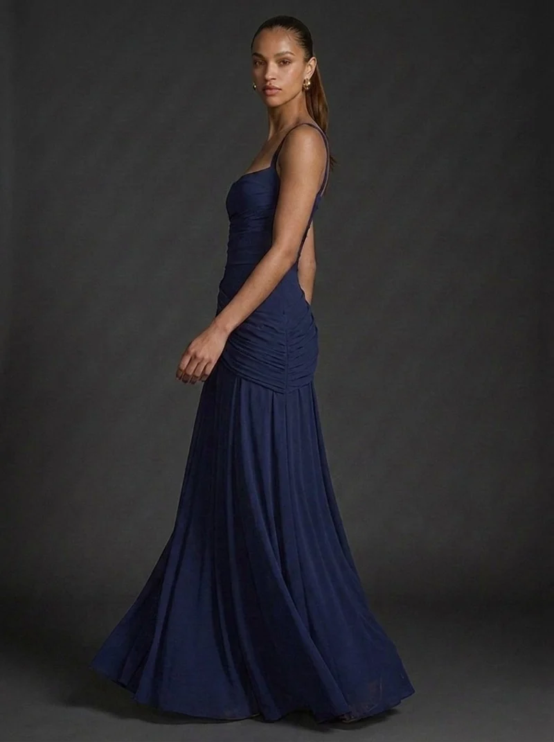 Katharina | Elegantes Damen Maxikleid mit Raffungen