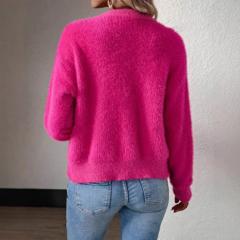 Amelie | Damen Flauschige Strickjacke für Übergangstage