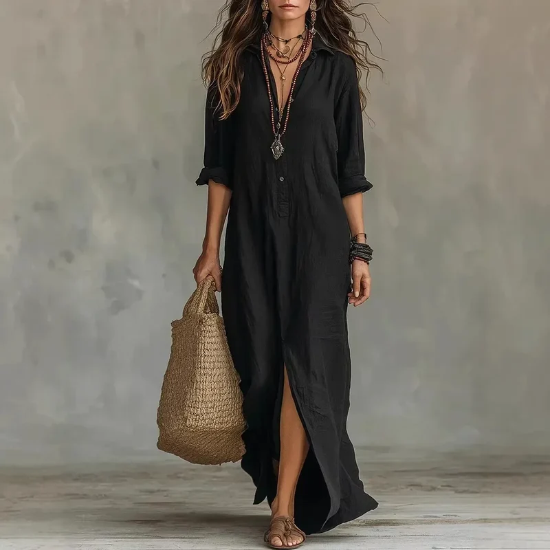 Katharina | Damen Leinen Abendkleid in Maxilänge