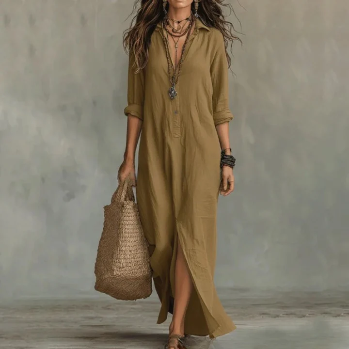 Katharina | Damen Leinen Abendkleid in Maxilänge