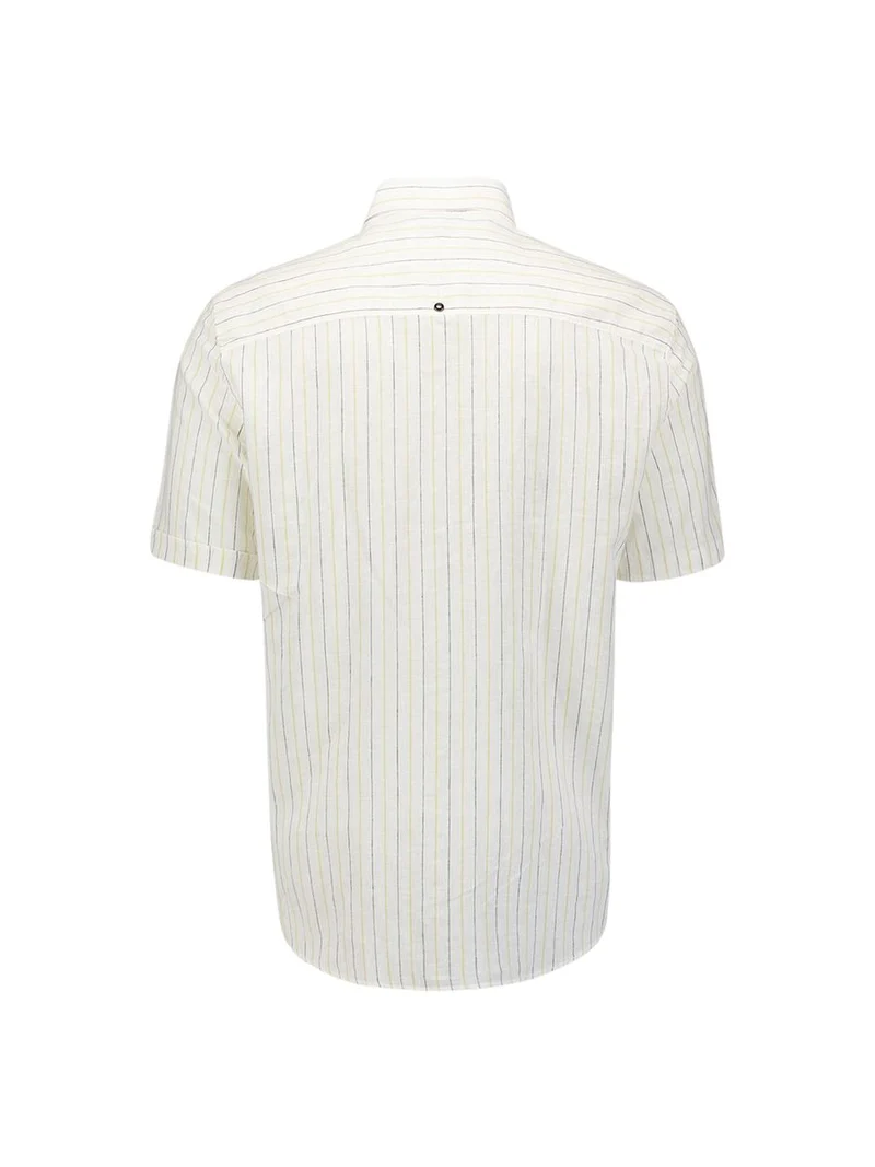 Shirt Short Sleeve Stripe With Linen