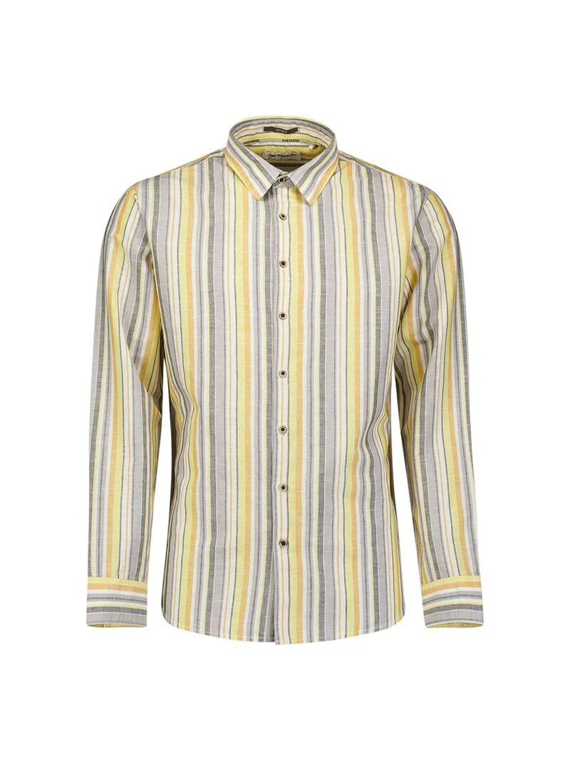 Shirt Yarn Dyed Stripes With Linen
