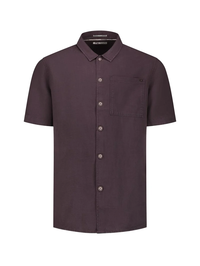 Shirt Short Sleeve With Linen, Garment Dyed