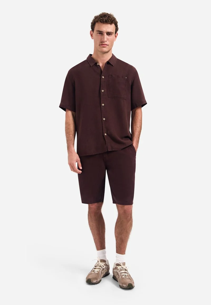 Short Chino With Linen, Garment Dyed