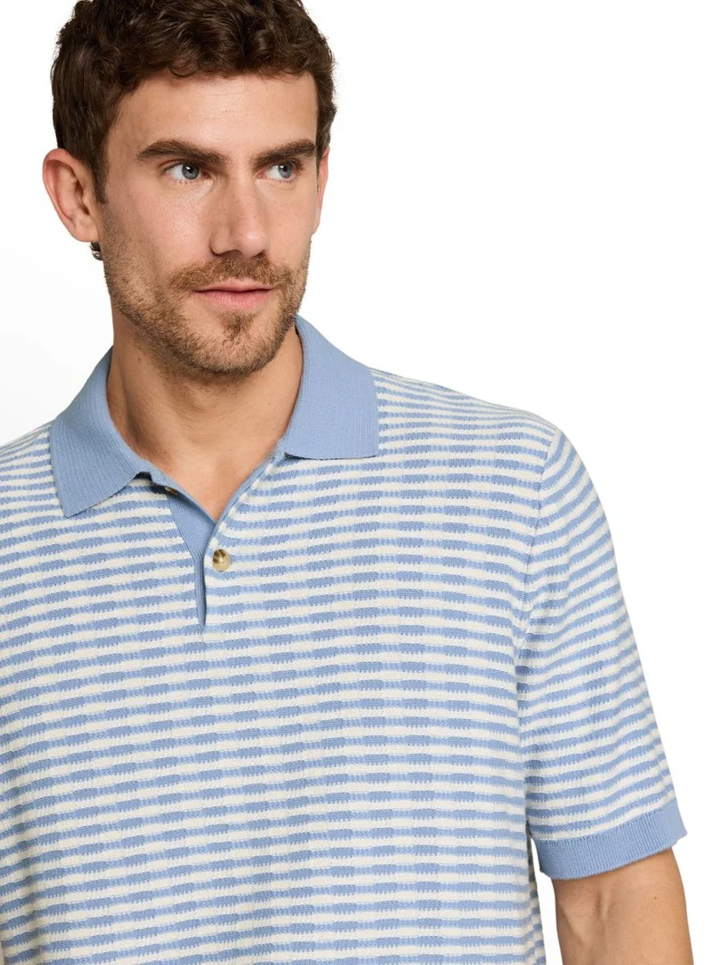 Strick-Poloshirt mit Streifenmuster