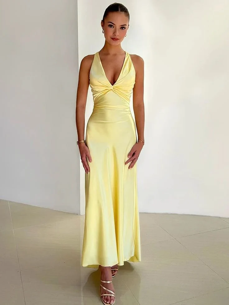 Sandra | Damen Sommer Breite Träger Hochzeitsgastkleid