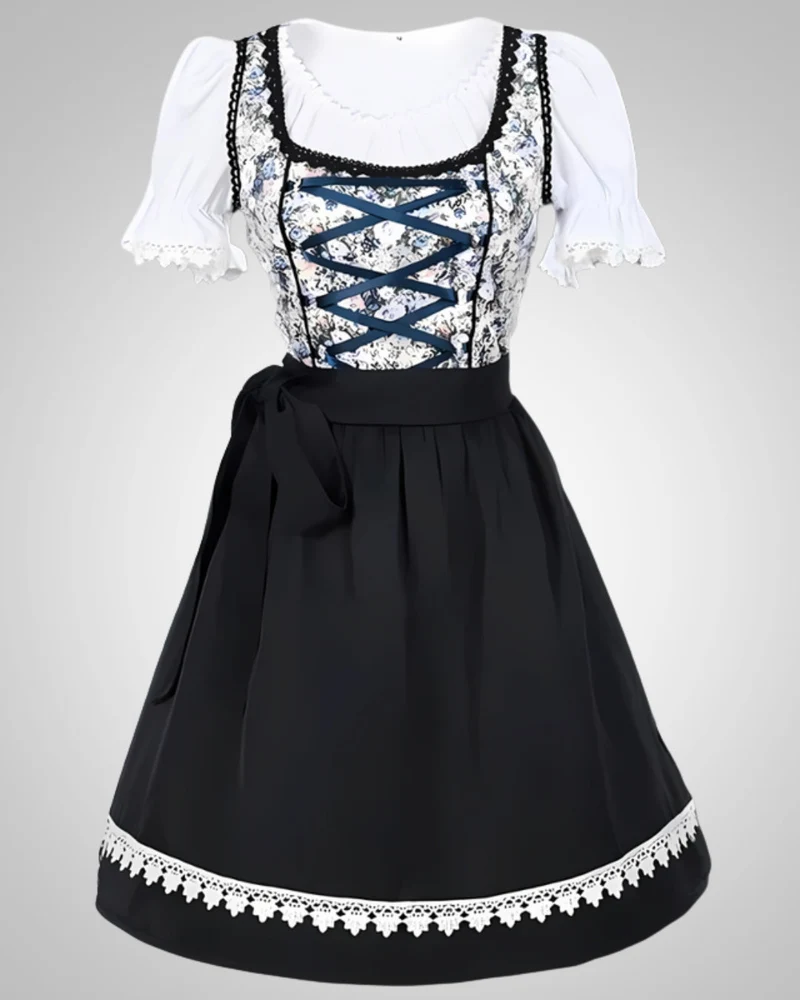 Elisa | Damen Klassisches Blumig Dirndl Midikleid