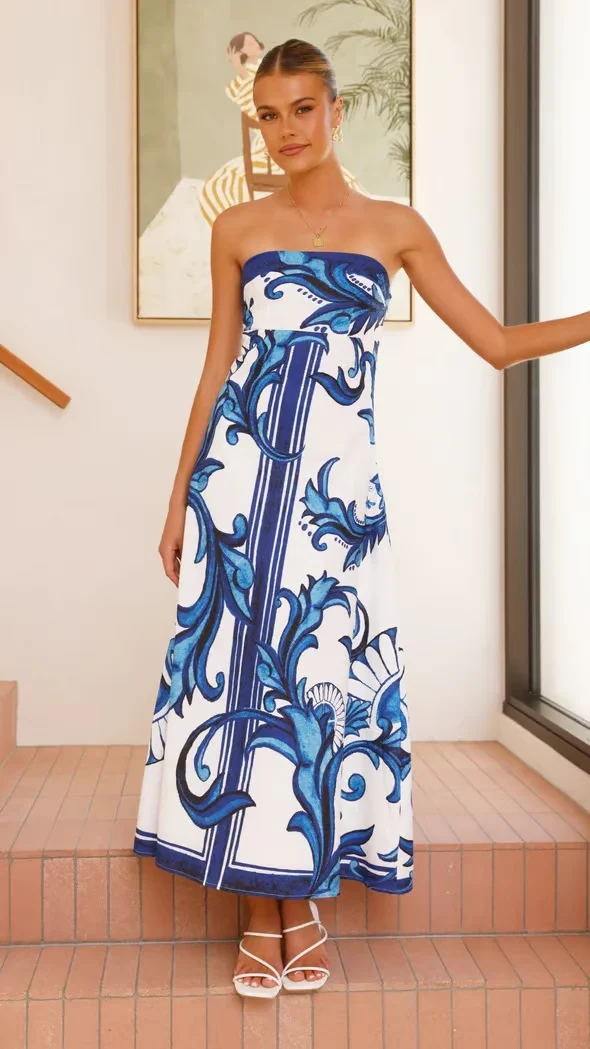 Natalie | Damen Elegantes Ornamentales Muster Hochzeitsgastkleid