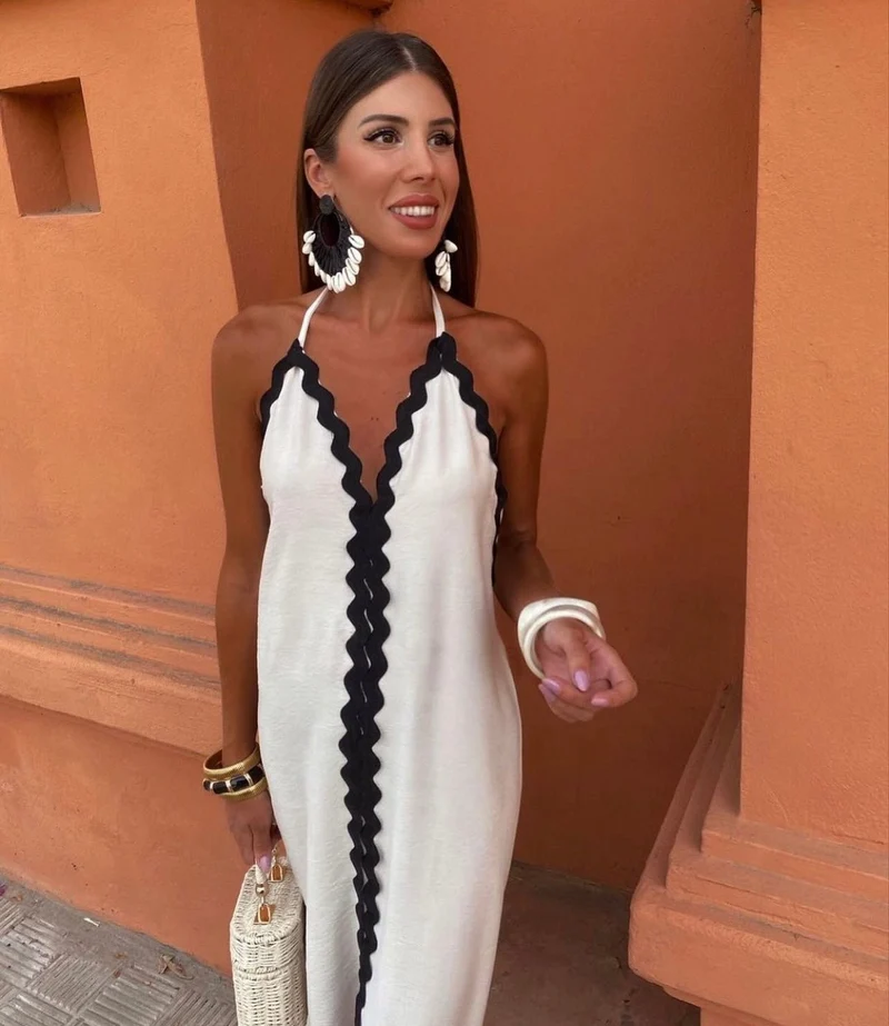 Nadine | Damen Elegant Halterneck Hochzeitsgastkleid
