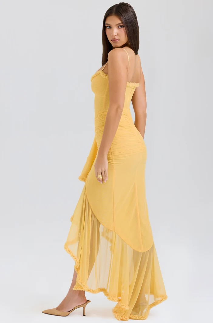 Fabienne | Damen Elegante Gerüschte Hochzeitsgastkleid