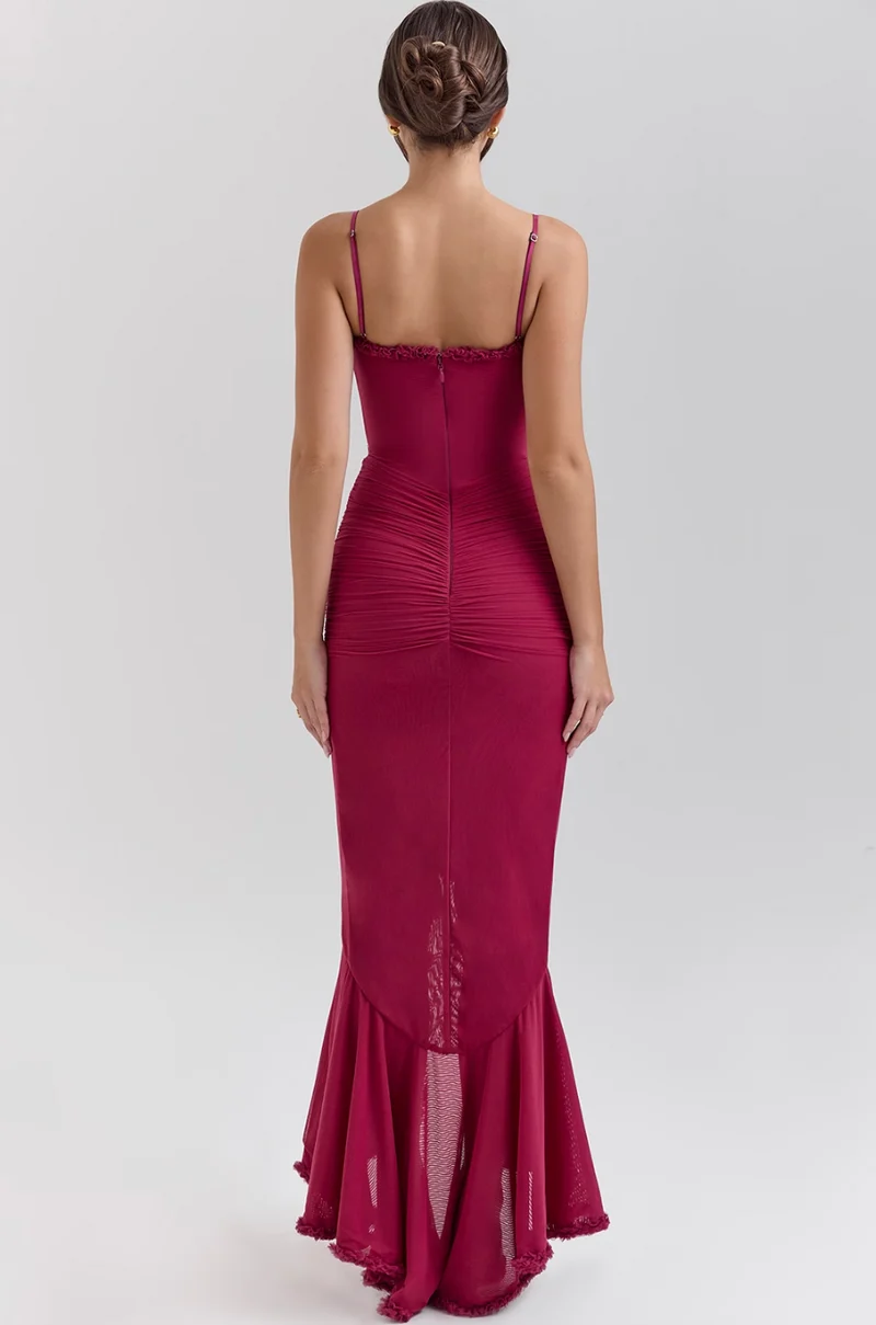 Fabienne | Damen Elegante Gerüschte Hochzeitsgastkleid