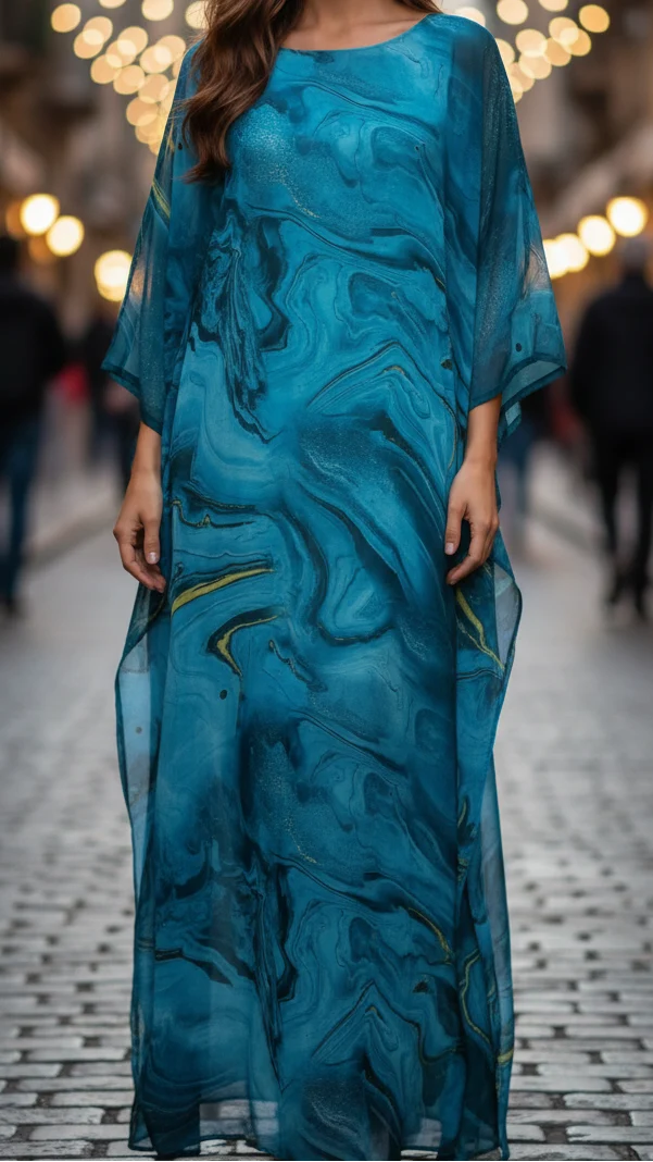 Hannelore | Damen Lässiges Abstrakte Muster Maxi Kleid