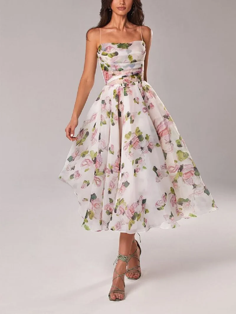 Gudrun | Damen Sommer Schmale Träger Hochzeitsgastkleid