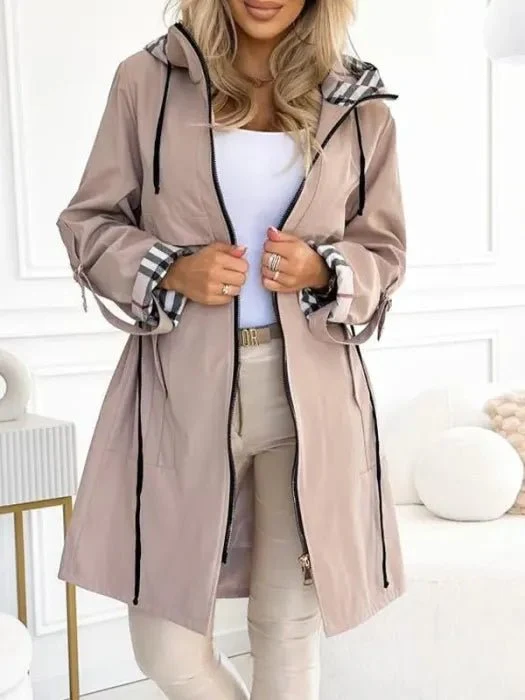 Nadine | Damen Lässig Kapuzen Trenchcoat