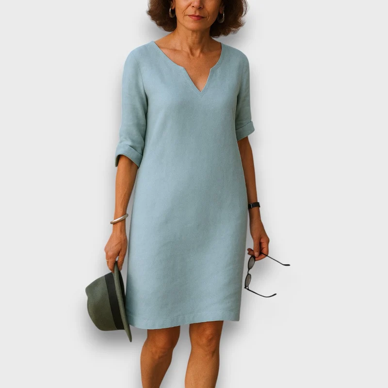 Lisette – Schlichtes Kleid mit V-Ausschnitt