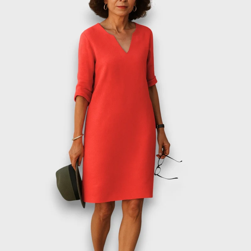 Lisette – Schlichtes Kleid mit V-Ausschnitt
