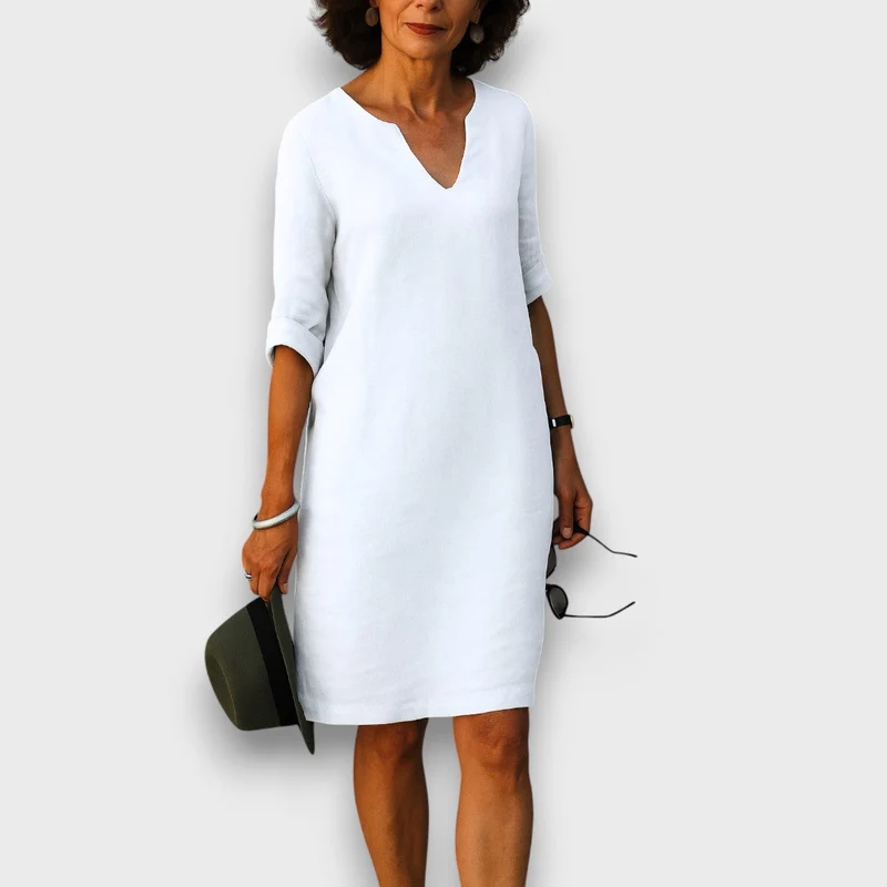 Lisette – Schlichtes Kleid mit V-Ausschnitt