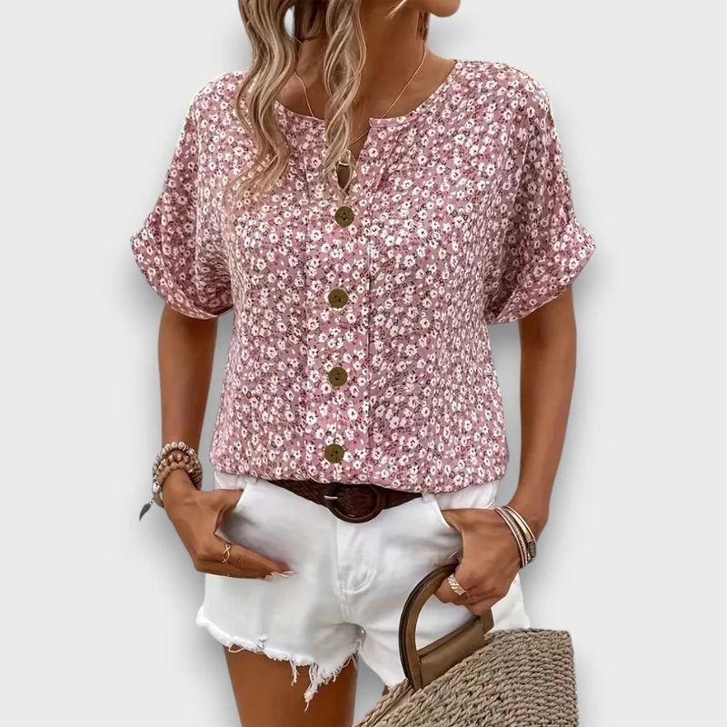 Mirena – Bluse mit floralem Muster und Knopfleiste