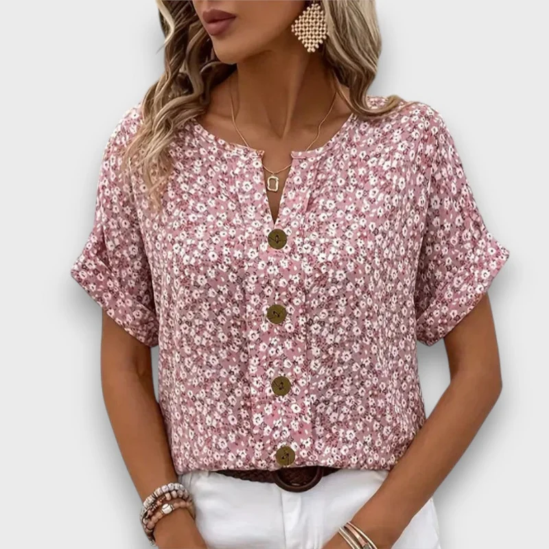 Mirena – Bluse mit floralem Muster und Knopfleiste