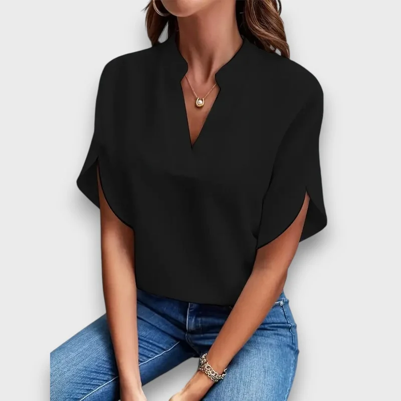 Lunelle – Bluse mit V-Ausschnitt und fließender Form