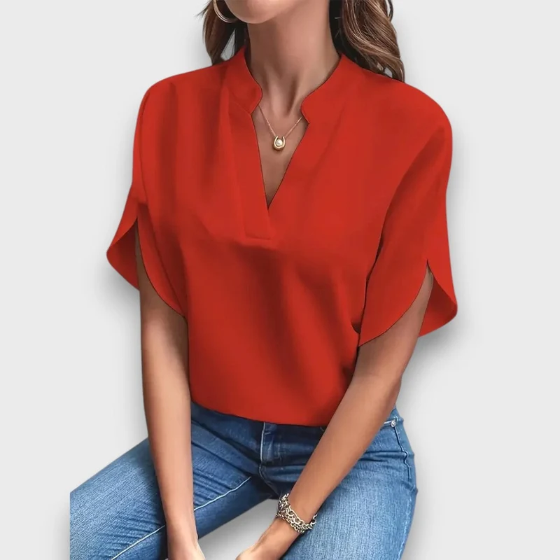 Lunelle – Bluse mit V-Ausschnitt und fließender Form