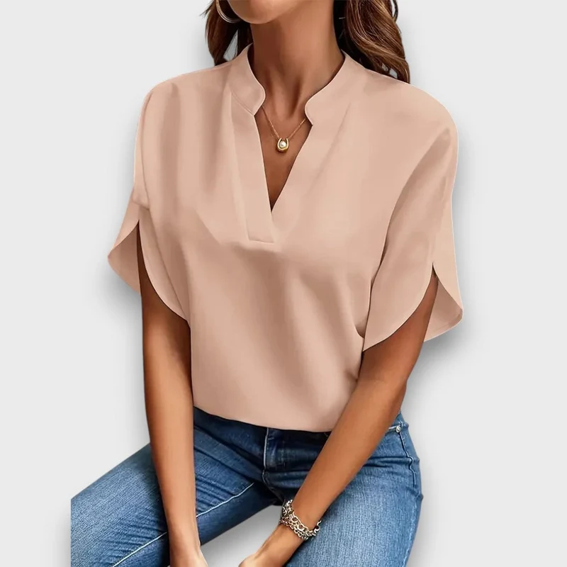 Lunelle – Bluse mit V-Ausschnitt und fließender Form
