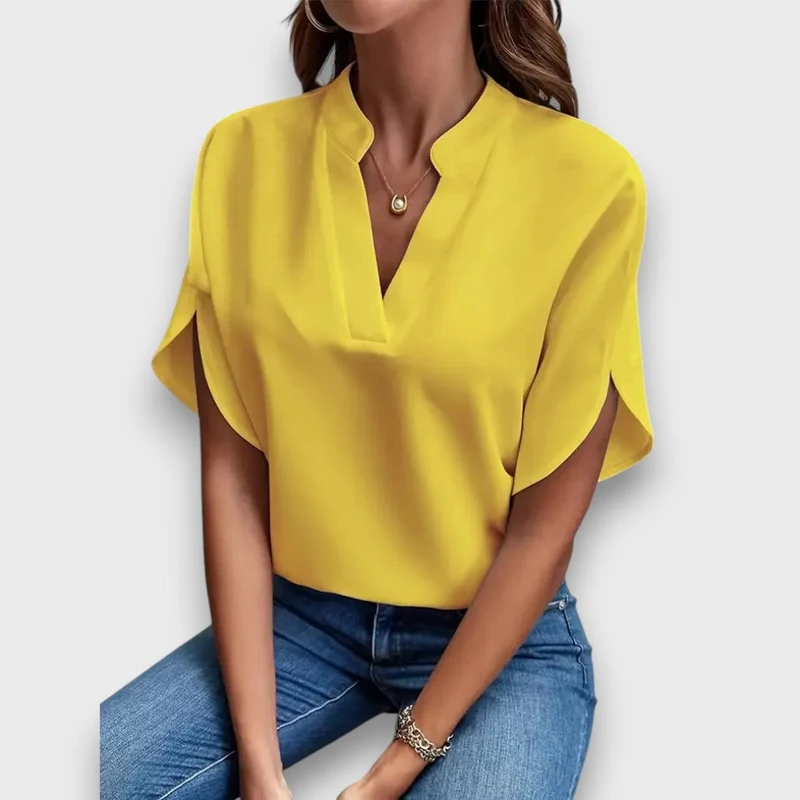 Lunelle – Bluse mit V-Ausschnitt und fließender Form