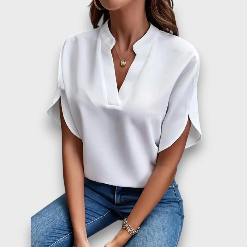 Lunelle – Bluse mit V-Ausschnitt und fließender Form
