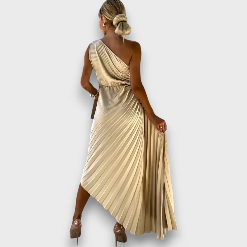 Lunelle – Asymmetrisches Kleid mit Rosendetail