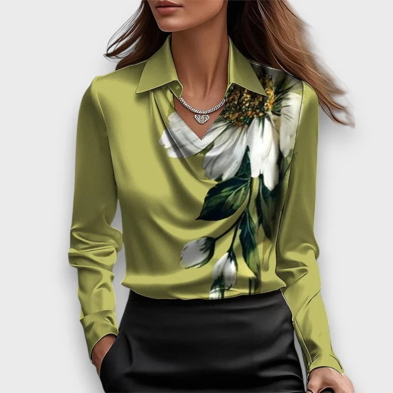 Melvine – Satiniert glänzende Bluse mit Drapierung