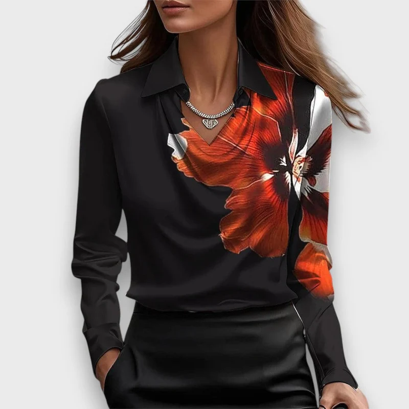 Melvine – Satiniert glänzende Bluse mit Drapierung